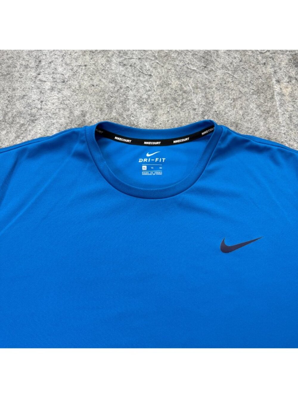 Nike Court Tennis Top Short Sleeve Shirt Solid Men XL Blue Crew Neck